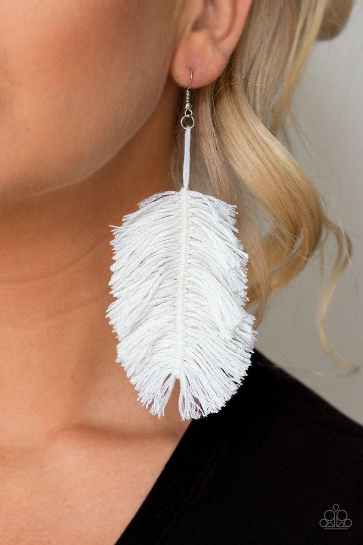 Paparazzi Accessories-Hanging By A Thread- White Earrings