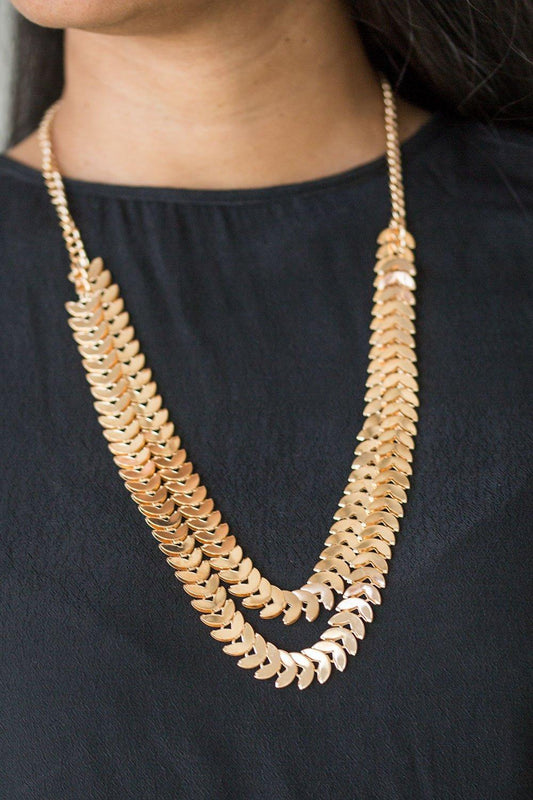 Paparazzi Accessories-Industrial Illumination - Gold Necklace
