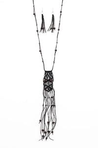 Paparazzi Accessories-Macrame Majesty - Black Necklace