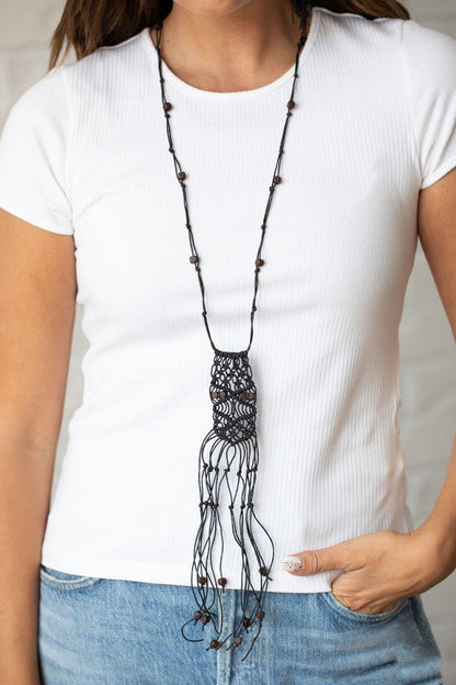 Paparazzi Accessories-Macrame Majesty - Black Necklace