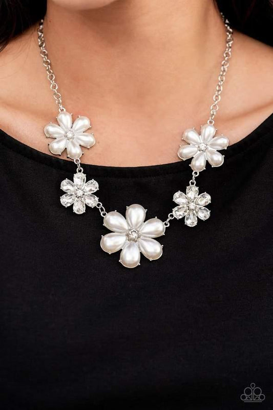 Fiercely Flowering White Necklace - December Life Of The Party