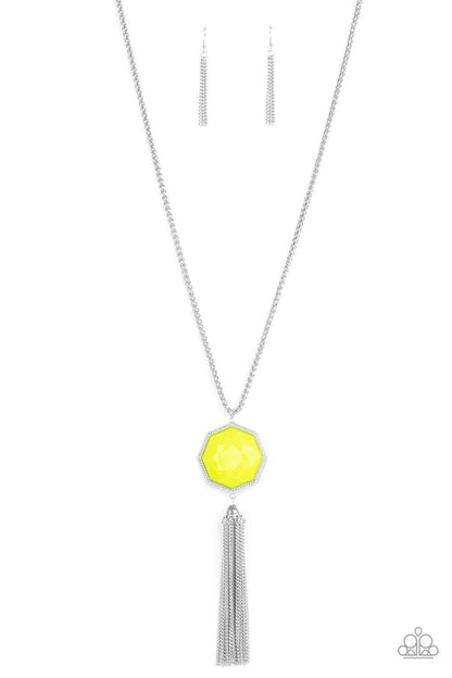 Paparazzi Accessories-Prismatically Polygon - Yellow Necklace