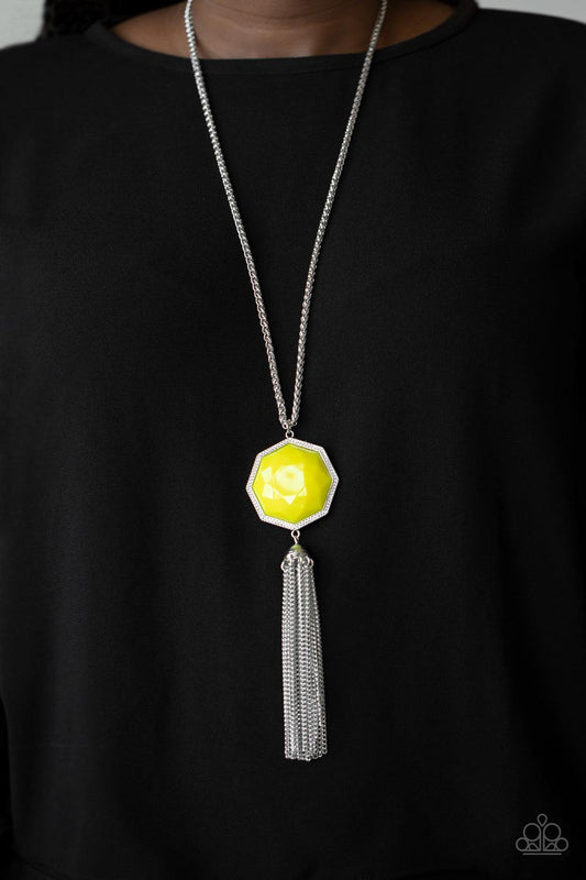 Paparazzi Accessories-Prismatically Polygon - Yellow Necklace