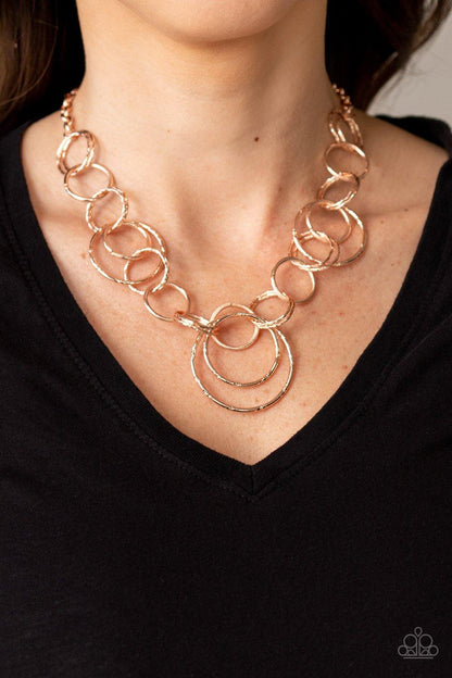 Paparazzi Accessories-Ringing Relic - Rose Gold Necklace