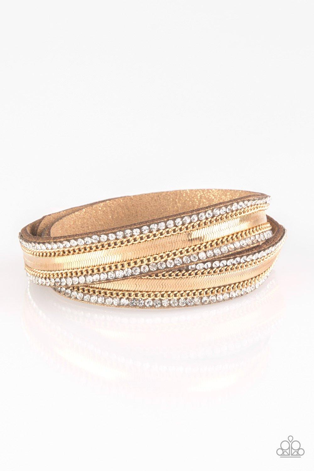 Paparazzi Accessories-Rocker Rivalry - Gold Wrap Bracelet