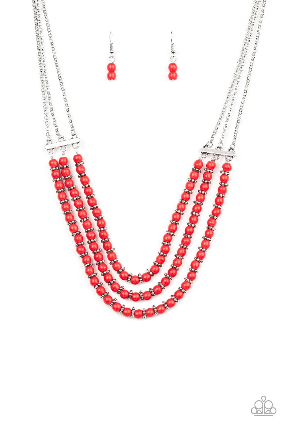 Paparazzi Accessories-Terra Trails - Red Necklace