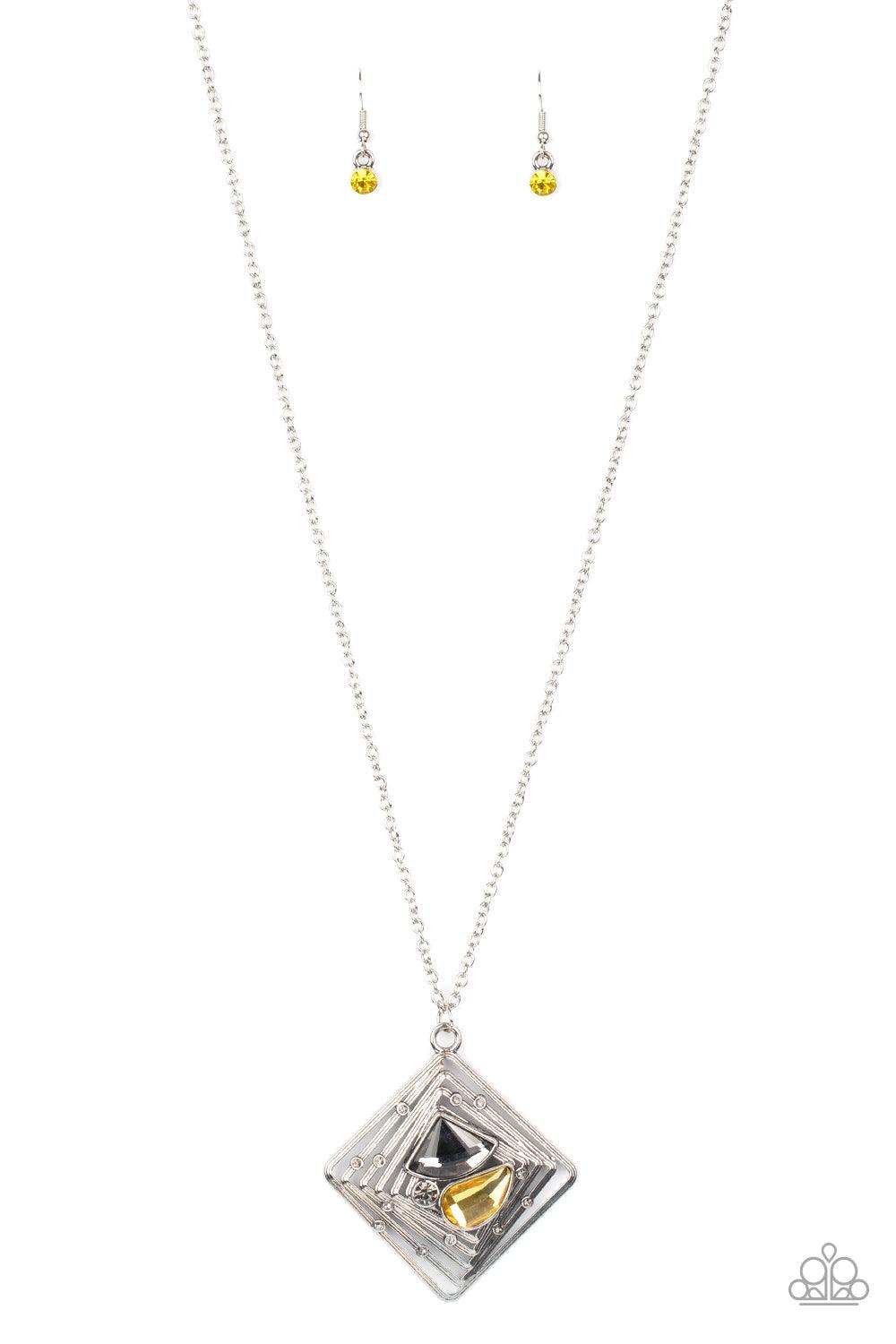 Paparazzi Accessories-Timelessly Tilted - Yellow Necklace