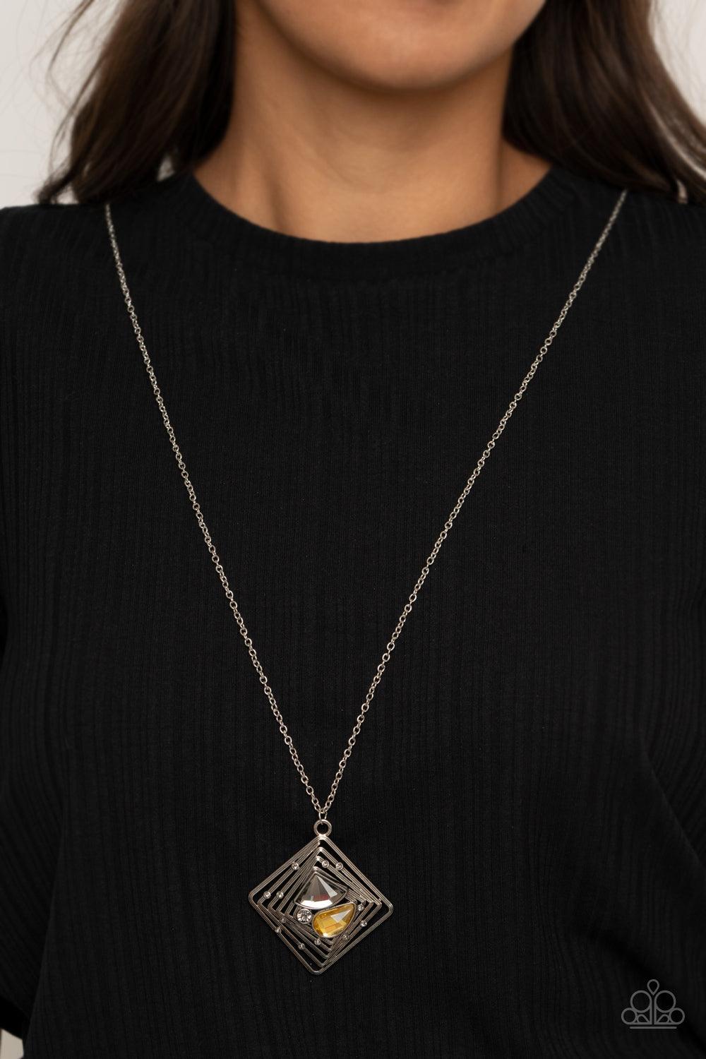 Paparazzi Accessories-Timelessly Tilted - Yellow Necklace