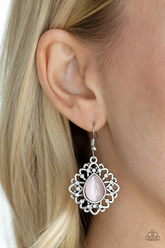 Paparazzi Accessories-Totally GLOWN Away Pink Earrings