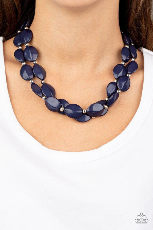 Paparazzi Accessories-Two-Story Stunner - Blue Necklace