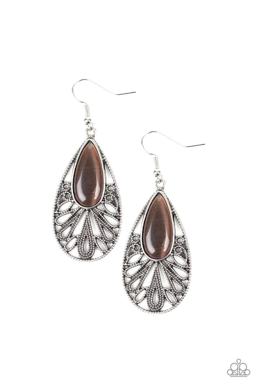 Paparazzi Accessories-Glowing Tranquility - Brown Earrings