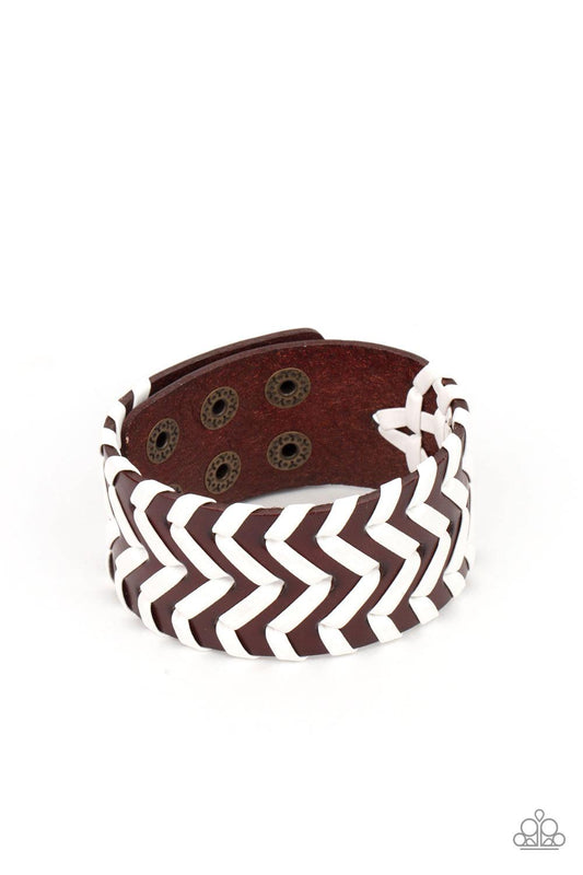 Biker Badlands Brown Leather Chevron Bracelet - Bracelets from Jewelry by Bretta