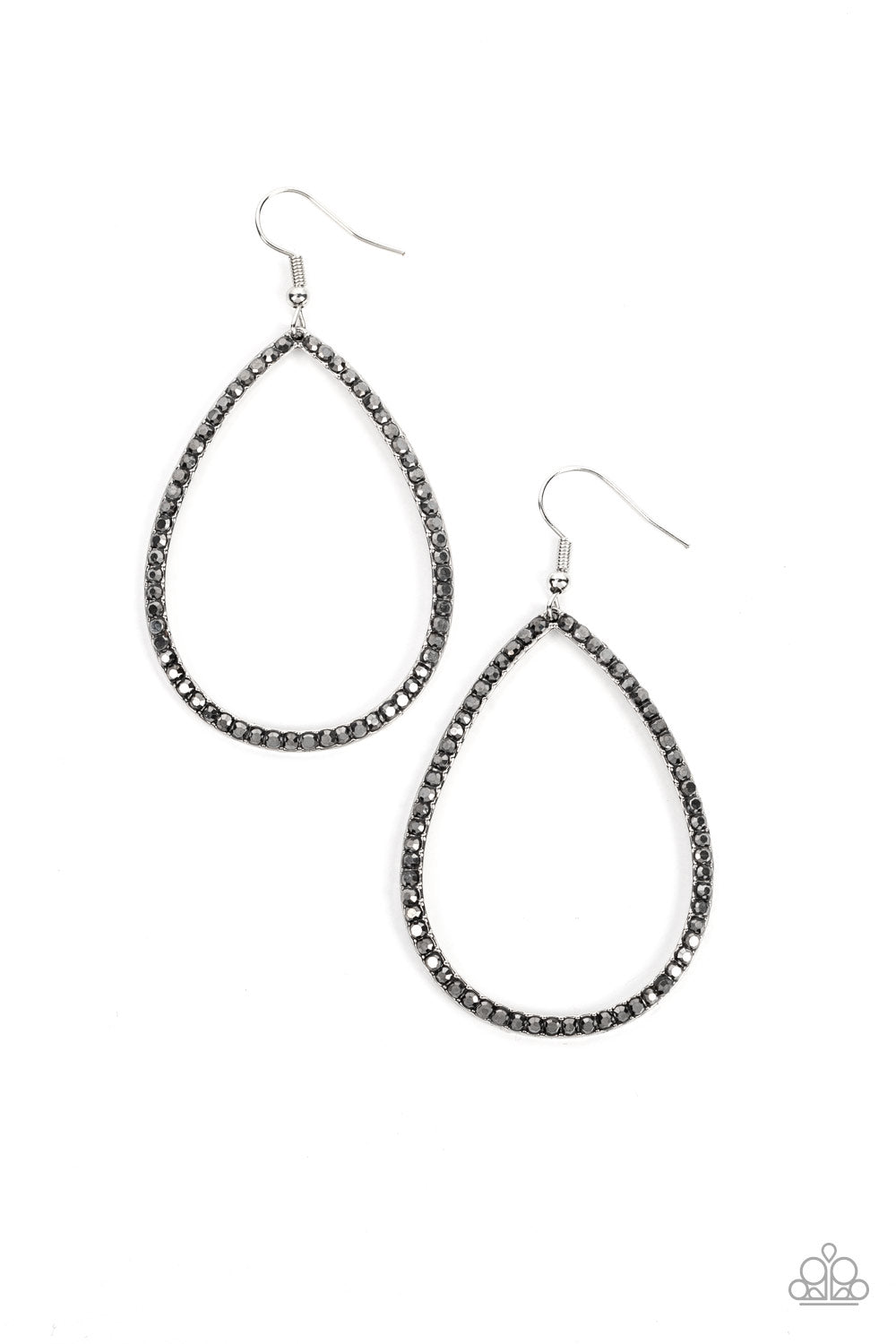 Paparazzi Accessories Black Tie Optional Silver Earrings Jewelry by Bretta