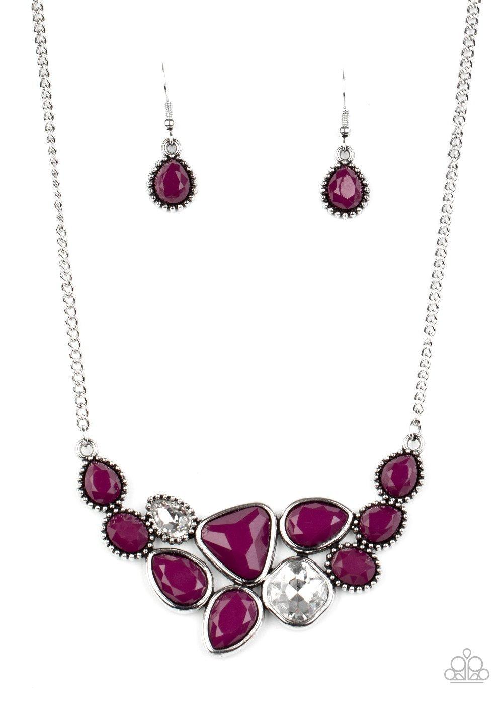 kundan necklace set in purple drops – Masayaa