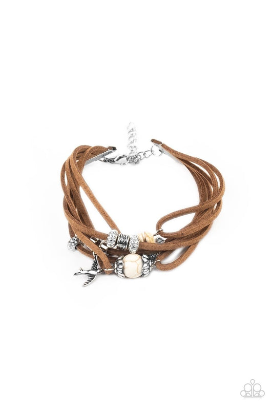 Canyon Flight White Stone Bird Charm Suede Bracelet - Bracelets from Jewelry by Bretta