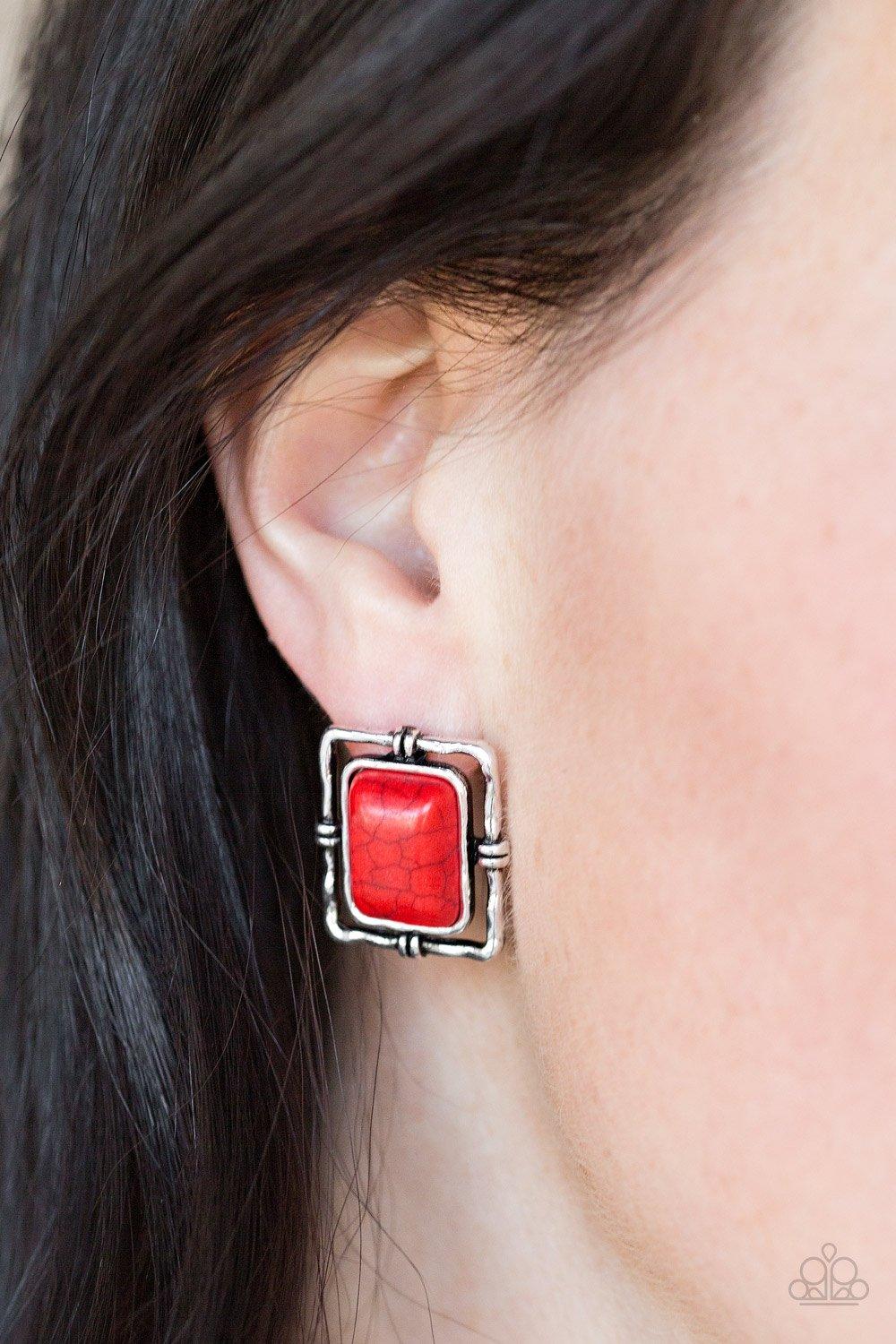 Center STAGECOACH Red Earrings - Jewelry By Bretta - Jewelry by Bretta