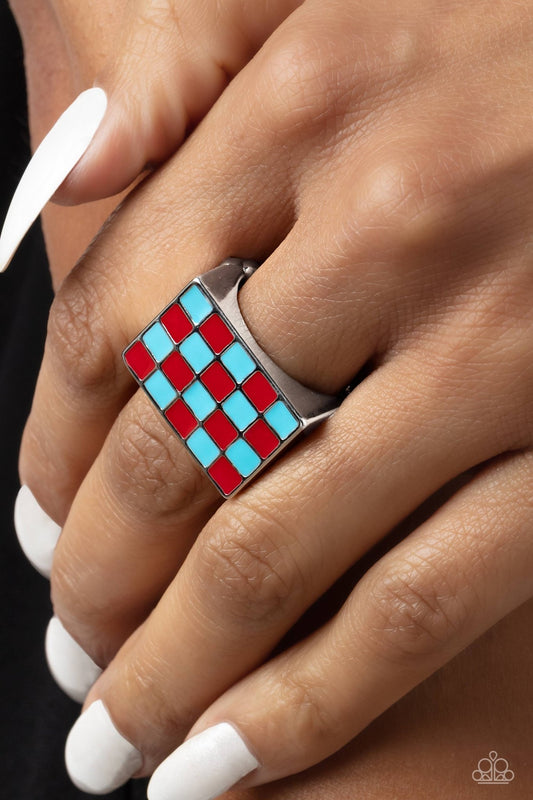 Checkerboard Craze Red Ring - Jewelry by Bretta - Jewelry by Bretta