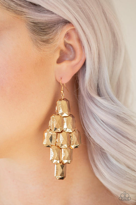 Contemporary Catwalk - Gold Earring - Jewelry By Brettas - Jewelry by Bretta