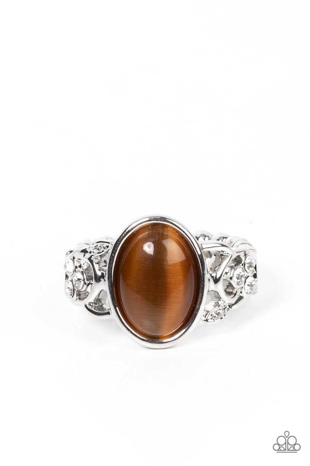 Crystals and Cats Eye Brown Ring - Jewelry by Bretta - Jewelry by Bretta