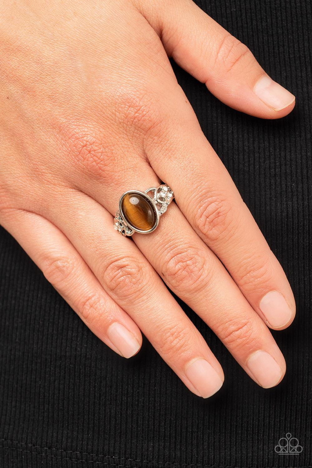 Crystals and Cats Eye Brown Ring - Jewelry by Bretta - Jewelry by Bretta