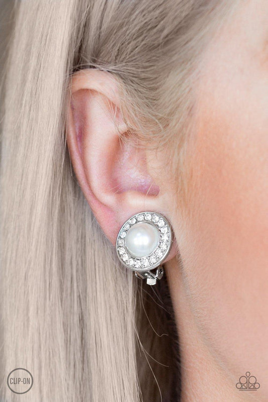 Definitely Dapper White Clip On Earrings - Jewelry By Bretta - Jewelry by Bretta