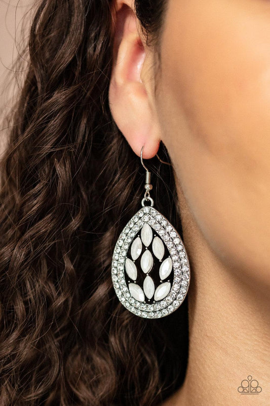 Encased Elegance White Earrings - Jewelry By Bretta - Jewelry by Bretta