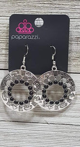 Paparazzi Accessories-Organically Omega Black Earrings